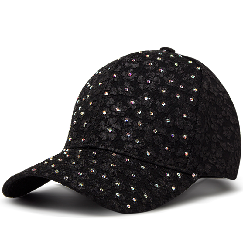 Cntang sommardam basebollkeps med strass och blombroderi, hattar med snapback-motiv, hiphop-keps med  y2k kepsar