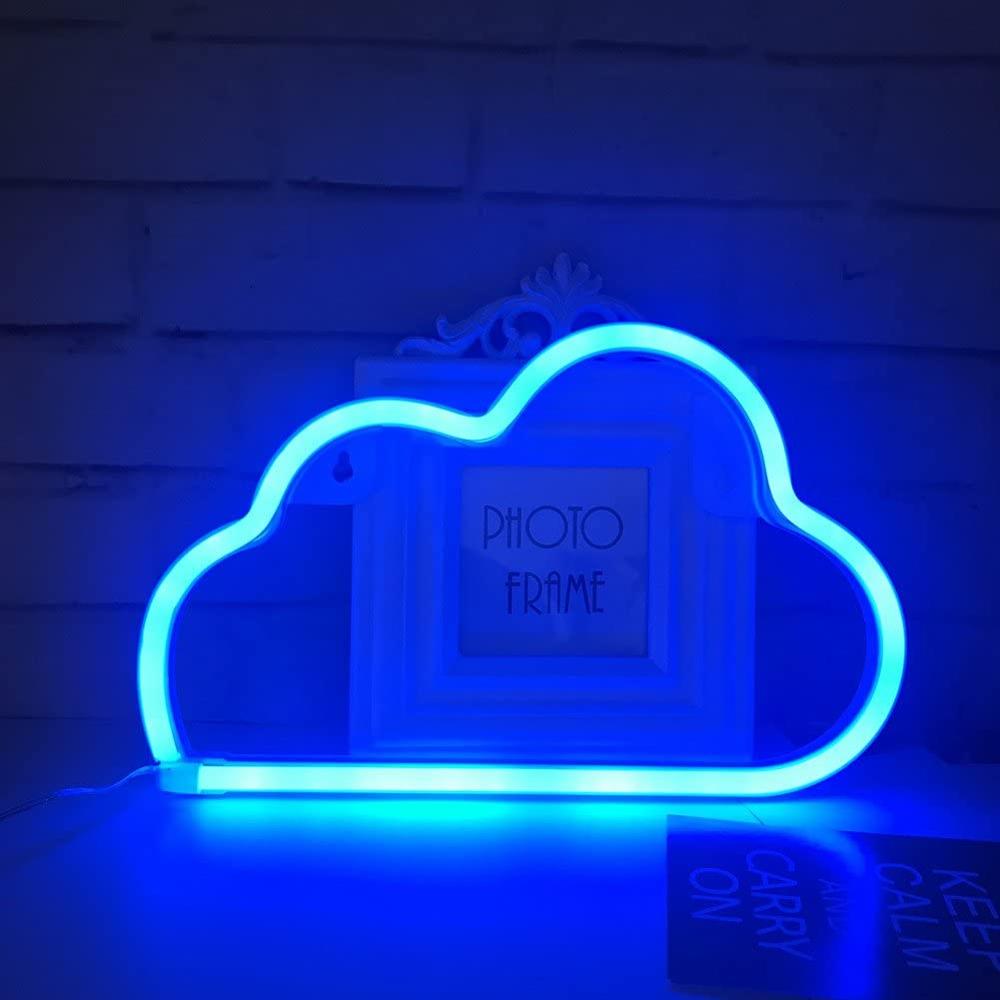 Førte neonskilt kunst dekorative lys vægindretning neon lampe sky natlys til børneværelse stue soveværelse unik: Blå