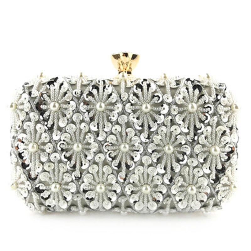 Pailletten Perlen Abend Taschen Frauen Formale Geldbörse Party Hochzeit Prom Cocktail Party Handtaschen Beste -WT: Silber