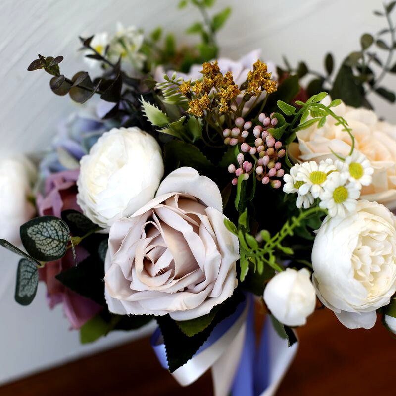 HIMSTORY INS Korean Wedding Props Artificial Flowers Bridal Roses Flowers Bridal Bouquets