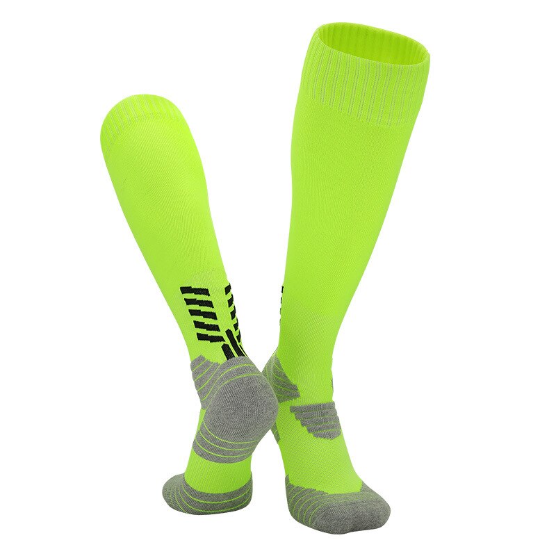 Calcetines largos de fútbol para niños y adultos, medias antideslizantes de entrenamiento para adolescentes, 3 par/lote: Neon Green 3 Pairs / Adults (EU 38-44)