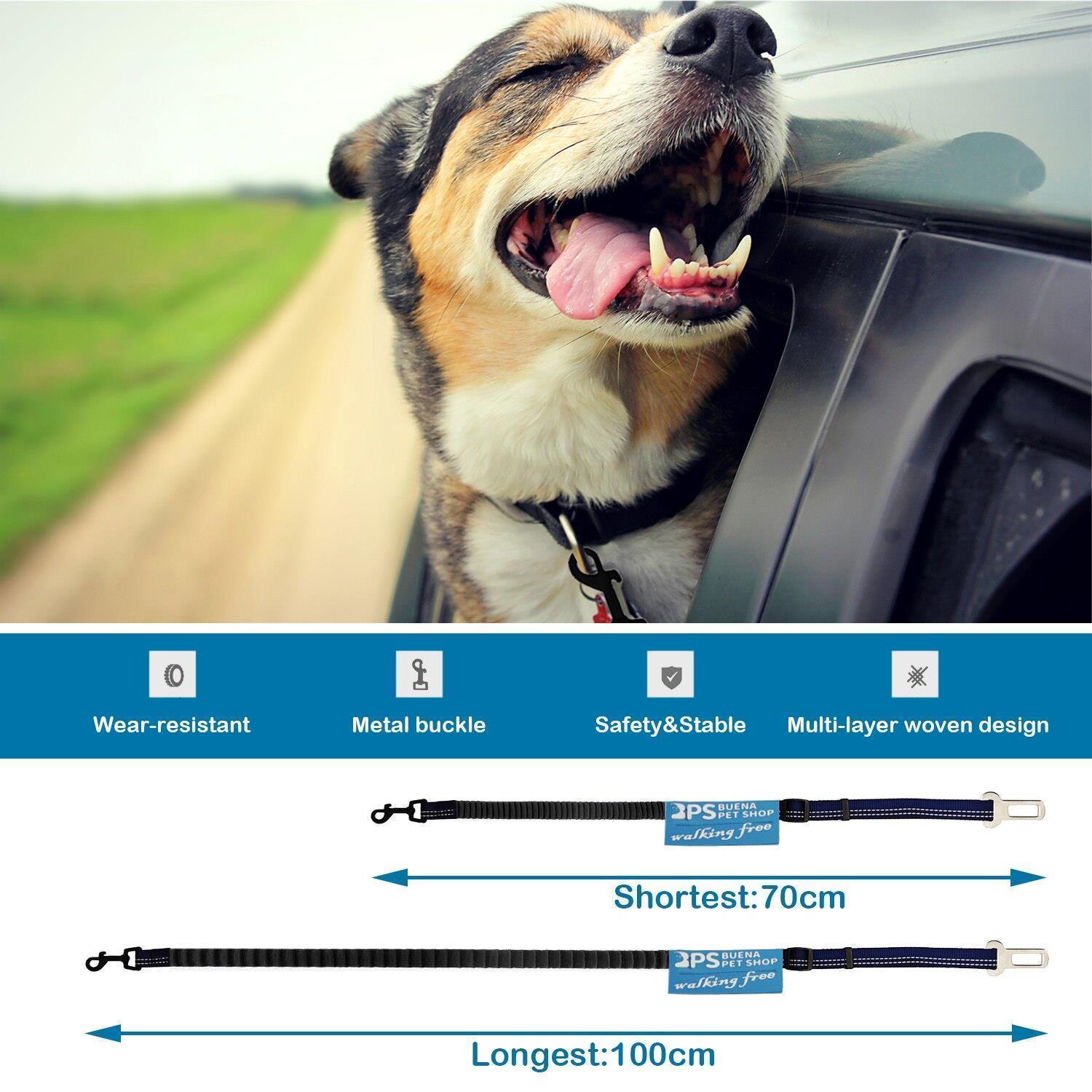 BPS Cinturón de Seguridad para Perro de Coche Árnes Correa Perro Ajustable con Hebilla de Fijación 70-100 cm