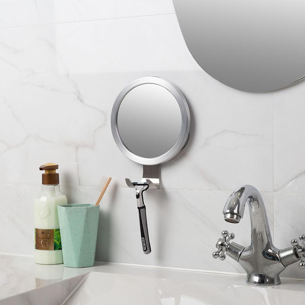 Stainless Steel Anti Fog Shower Mirror Bathroom Shaving Mirror wall Vanity Makeup Mirror Bathroom Supplies With Suction Cup Hoo