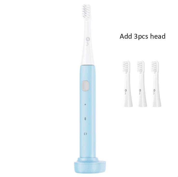 Infly Ultrasonic P20A Electric Toothbrush Adult Whitening Waterproof USB Induction Charging Ultra-long Standby Travel Toothbrush: Blue 3pcs Head