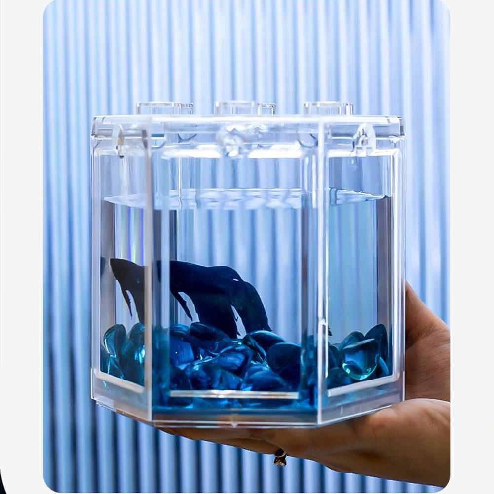 1Pc Small Aquarium Acrylic Ecological Tank Landscape Mini Aquarium Tropical Fish Aquarium With Led Light Desktop Fish Aquarium