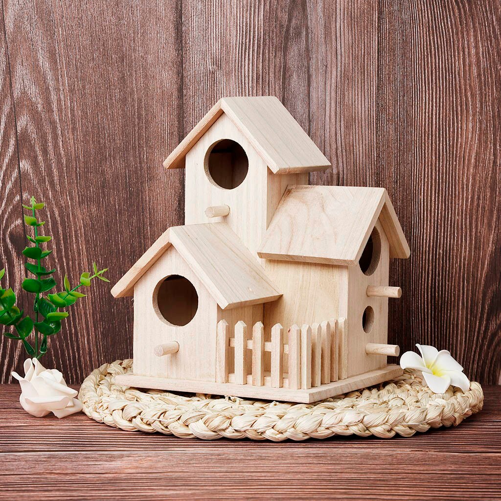 Kreative Vogel Haus Zauberstab-montiert Holz Nest Dox Nest Haus Vogel Haus Vogel Kasten Holz Kasten KäFeige Dekoration Garten liefert # R15