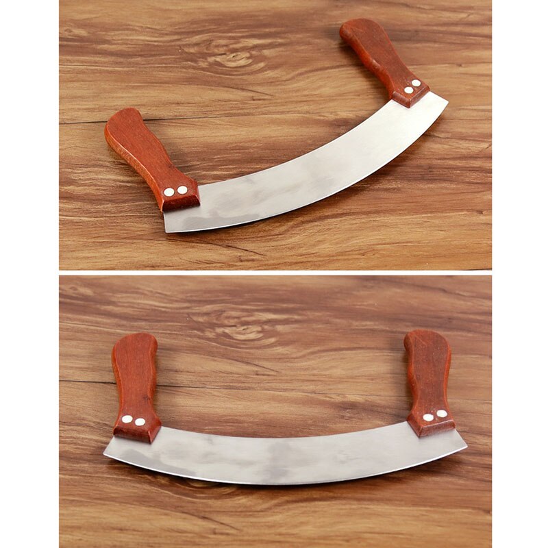 Cortador de turrón crujiente, cuchillo oscilante para galletas, Pizza, cortador de arco de acero inoxidable, cortador de doble Bing, herramientas para hornear