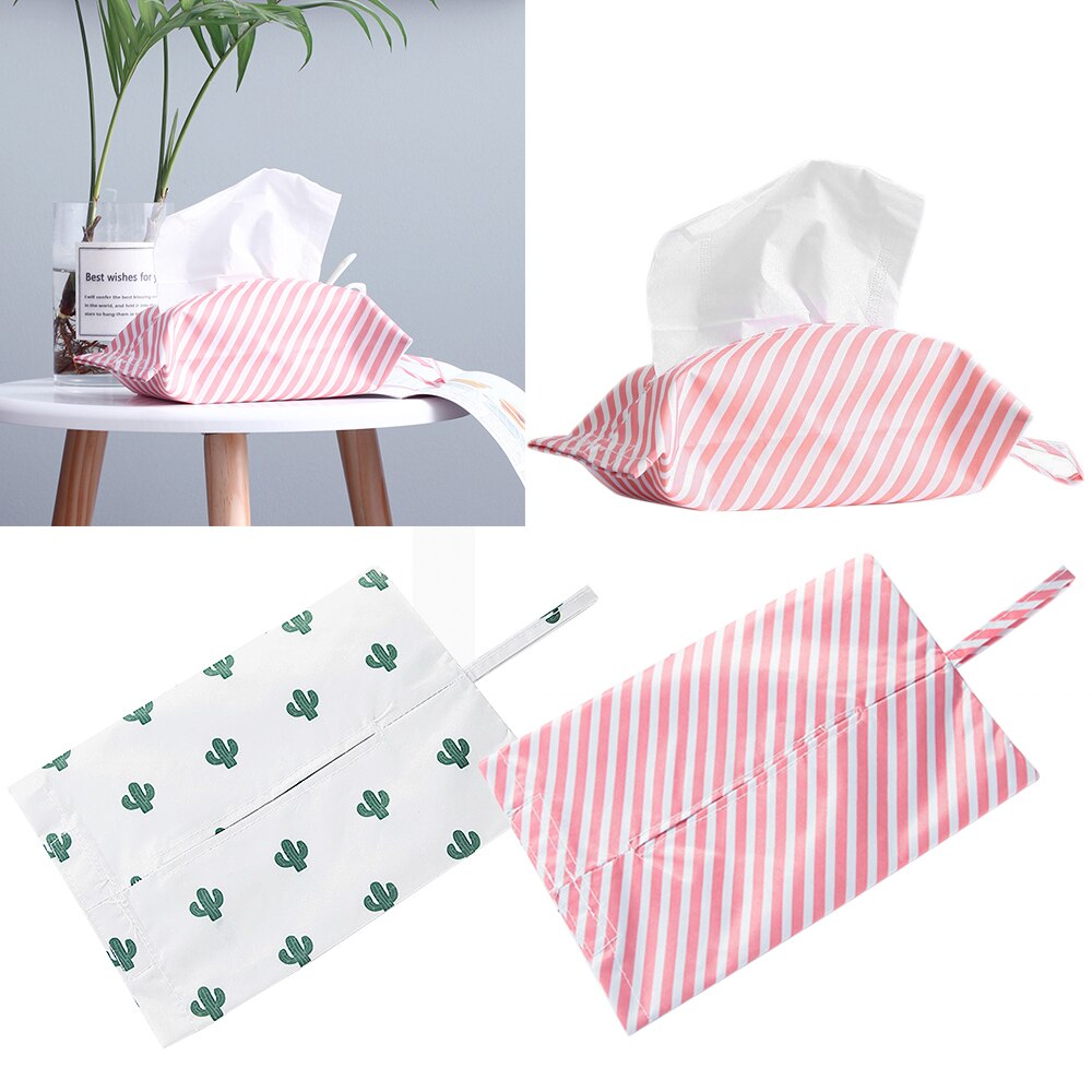 Caja para pañuelos de tela con dibujos animados creativos, bolsa de almacenamiento de papel para servilletas colgantes para baño, sala de estar y coche, contenedor de papel para decoración del hogar