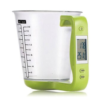Digital Cup Scale Electronic Measuring Household Jug Scales with LCD Display Temp Measurement Measuring Cups Tools: Green