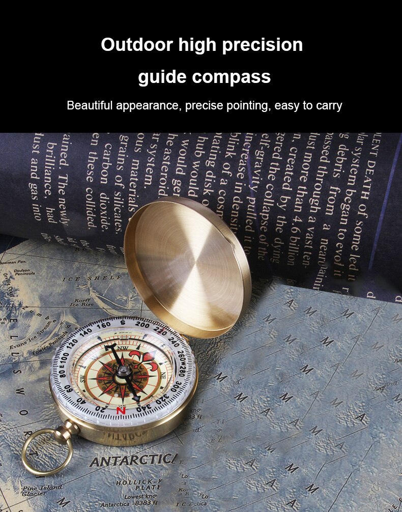 Vintage cuivre boussole Camping randonnée poche laiton doré boussole rétro Portable compas Navigation pour les activités de plein air
