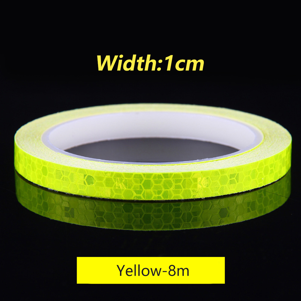1cm*8m Bike Reflective Stickers Safety Warning Conspicuity Tape Film Sticker Strip Bicycle MTB Riding Cycling Accessories: Yellow