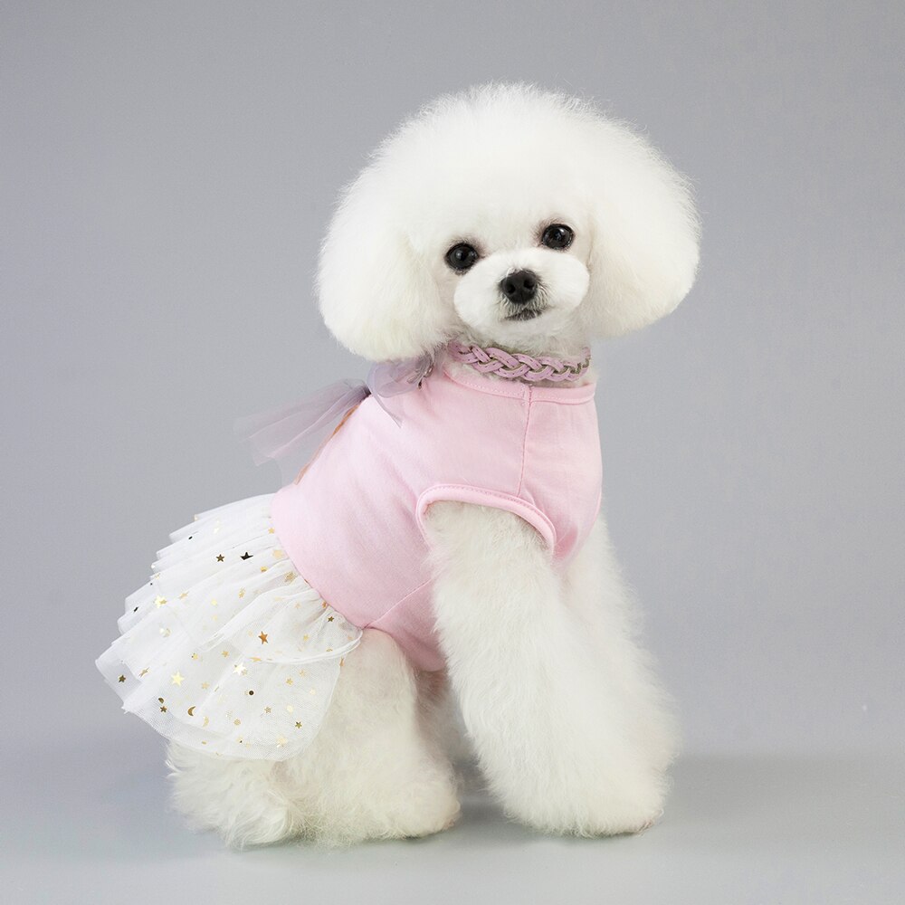 A18 Sweety Haustier Gittergewebe Felsen Kleider Frühling Sommer Kaninchen Sterne Prinzessin Kleid Blingbling Cupcake Hochzeit Kleid Für Kleine Welpen Hund