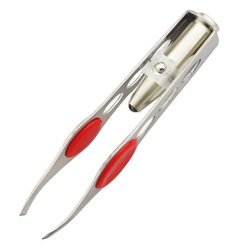 Mini pinzas para cejas, herramientas de belleza para maquillaje de cejas, pinzas para depilación, pinzas para cejas con lámpara LED con clip