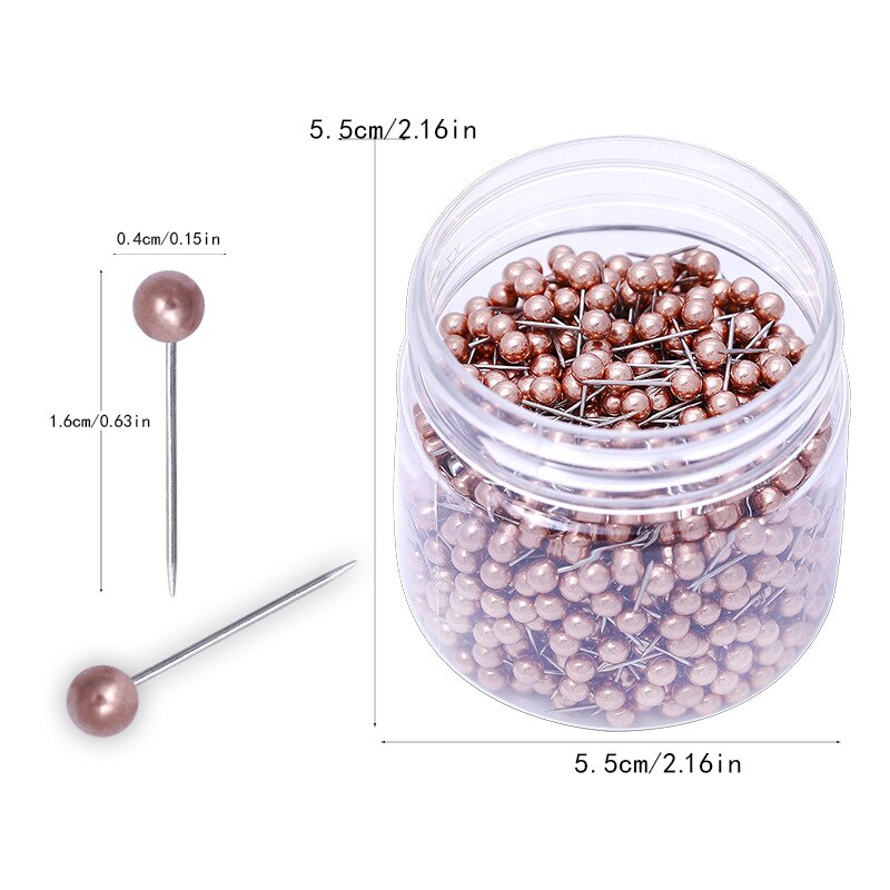 1000PCS 4MM Map Tacks Push Pins with Gold Round Head Steel Point for Bulletin Board Fabric Marking Push Pins with Box: A
