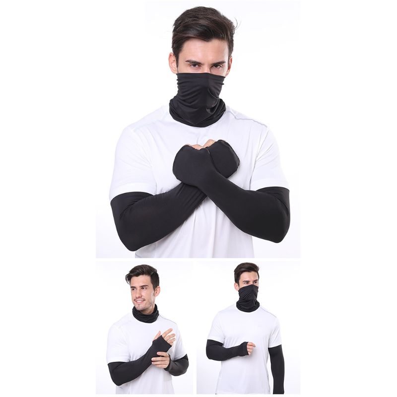 Hals gamacher og handsker 2 in 1 arm ærmer hals gamacher sæt camouflage cykling bandana ansigtsmaske handsker  c90e