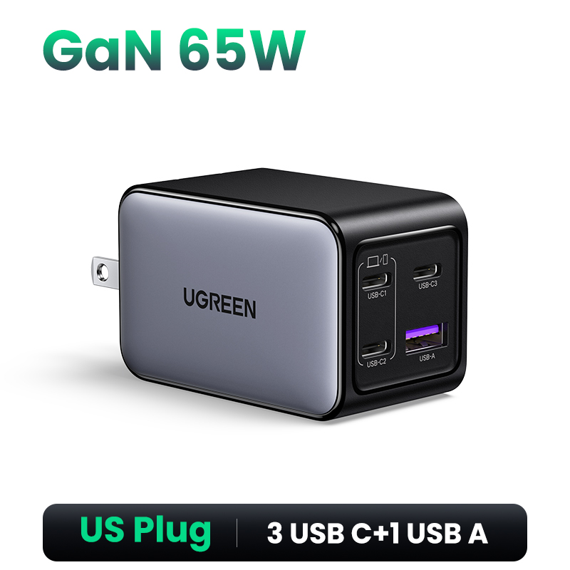 Ugreen 65W Gan Oplader Snel Opladen 4.0 3.0 Pps Pd 3.0 Snellader 3 Usb C Voor Macbook Air Laptops Tablets Iphone 16 15 14 Pro: ons