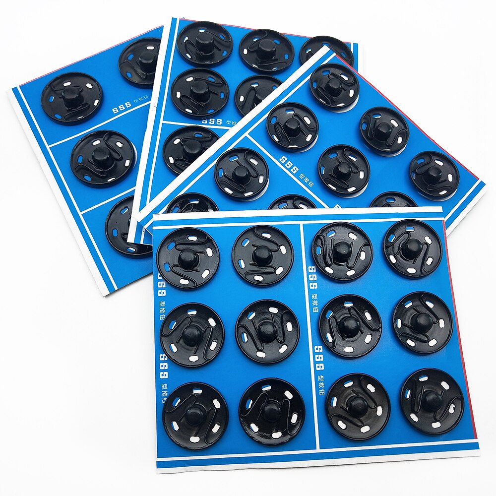Black Round Snap Buttons Metal Press Button Fasteners Plating Stud Iron DIY Garment Bag Sewing Accessories
