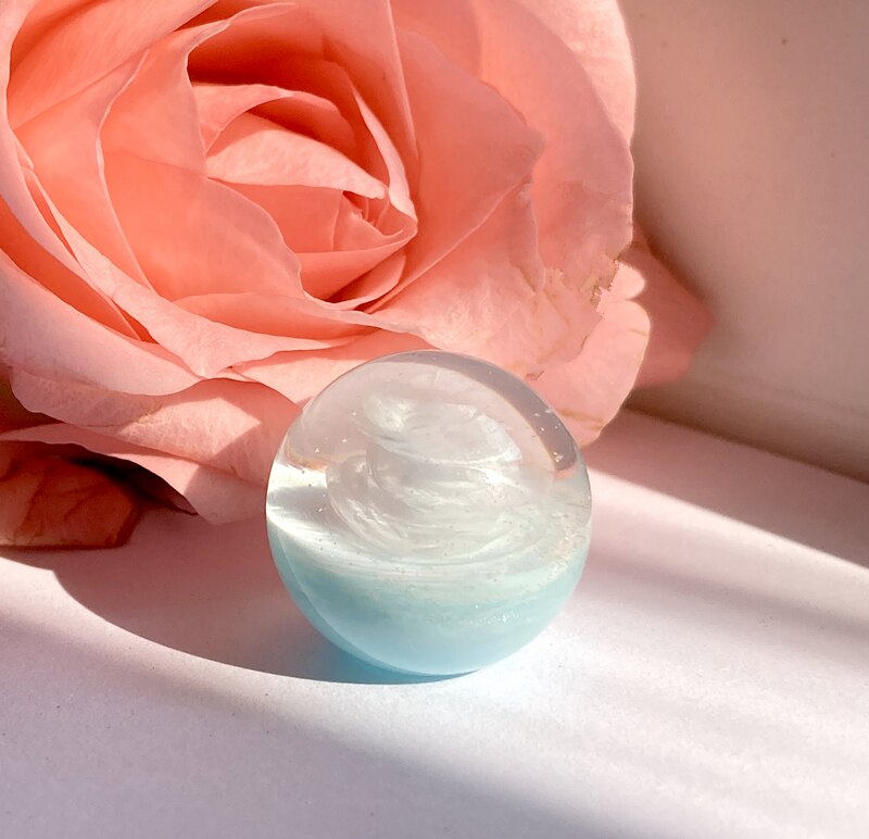 Keepsake urn ash- Memory Cremation Jewelry Pendant Ashes or Hair -blue Crystal glass & resin ball