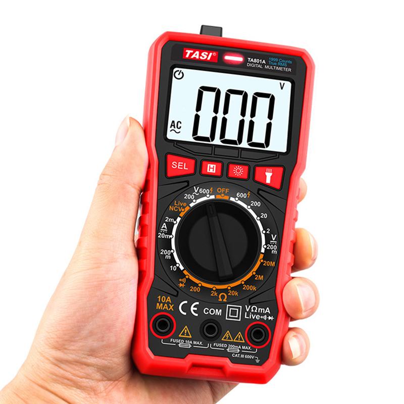 Digital Multimeter Handheld Meter Volt Tester AC DC Current Tester (Black Red)