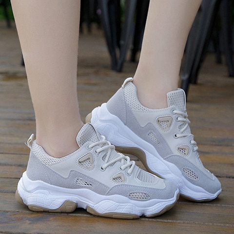 Sports Shoes Women's Outdoor Mesh Lace Up Running Breathable Shoes Women Trend Sneakers Sports Wear For Women Gym Tide Feminino