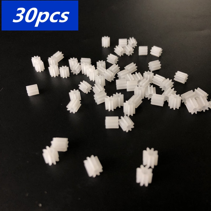 30Pcs 8-2A 0.5 Modulus 9 Teeth Plastic Gear Cog for 2mm Toy Car Motor Shaft Mini Plastic Motor Shaft Gear toy gear