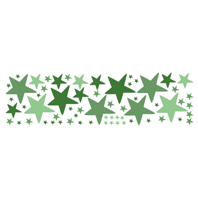 Colorful Stars Wall Stickers PVC Self-adhesive Removable Waterproof Wallpaper R66B: Green