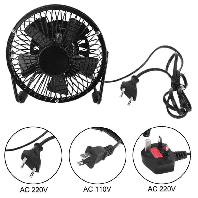 US EU UK Plug AC 110V 220V Electric Fans Table Metal Fan Small Desktop Fan Suitable for Home and Office Personal Fan 19QE