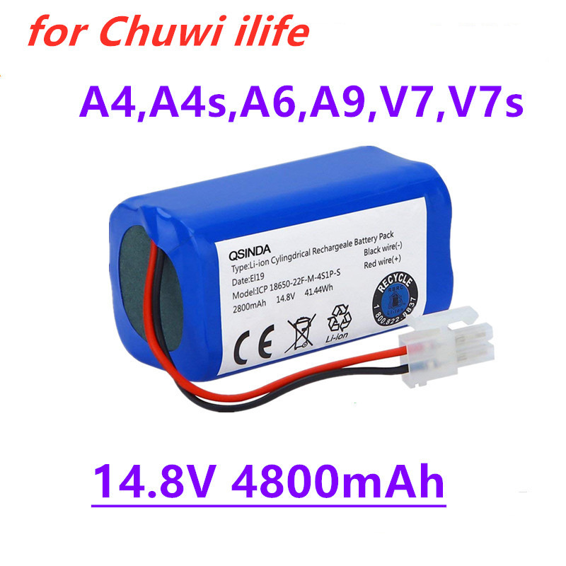 100% original Akku 14,8 V 12800mAh robotic staubsauger zubehör teile für Chuwi ilife A4 A4s A6 A9, v7, V7s: black