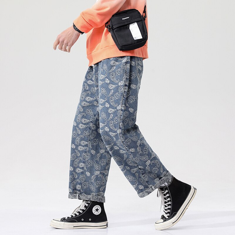 Harajuku Style Printing Men‘s Woman’s Jeans Oversized Casual Jean Pants Male Streetwear Vintage