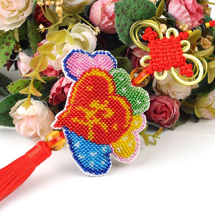 Car Key Chain Accessories Stamped Crafts DIY Printed Cross-Stitching-Kit Embroidery Stich-Bead Needlework 088: Default Title