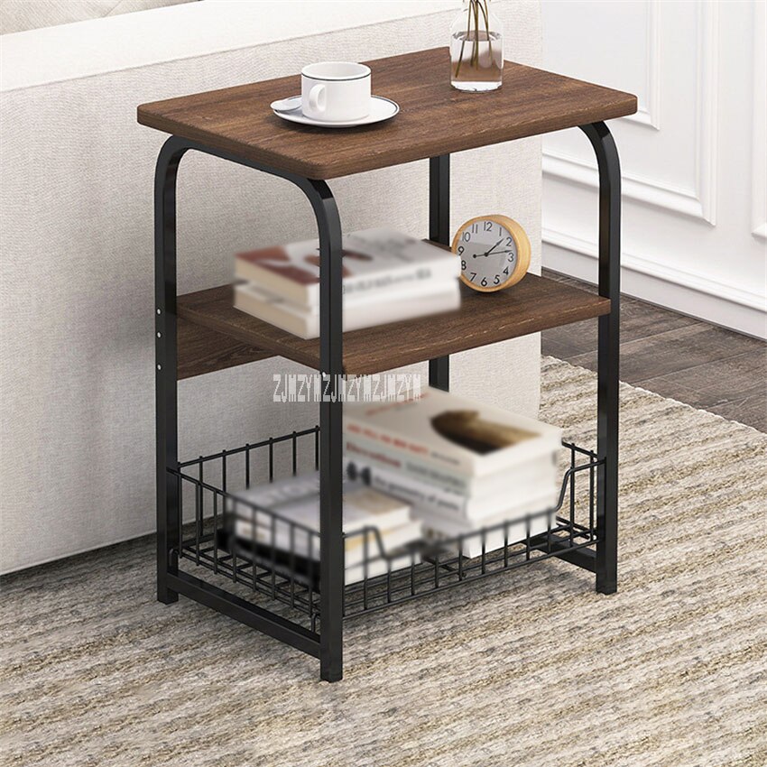 E5157 Modern Sofa Side Cabinet Bedroom Bedside Storage Small Table Living Room Corner Simple Side Table 2/3 Layers: Wild Oak 62CM