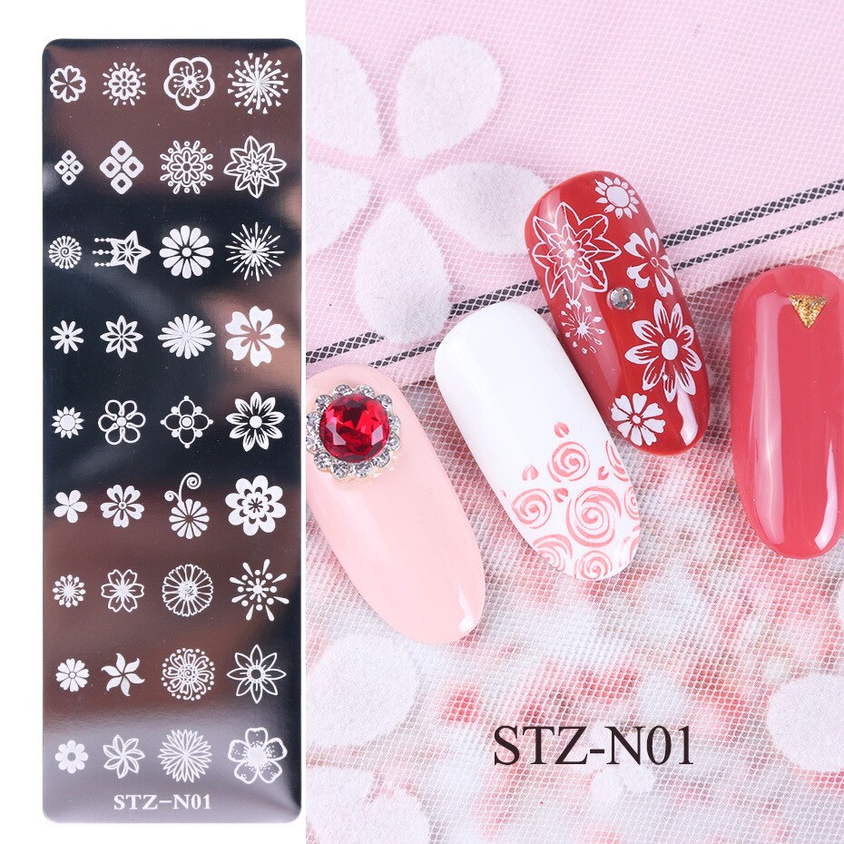 1pcs Nail Stamping Plates Flower Leaf Geometry snowflake Animals Image Stamp Templates Dreamcatch Manicure Print Stencil Tools