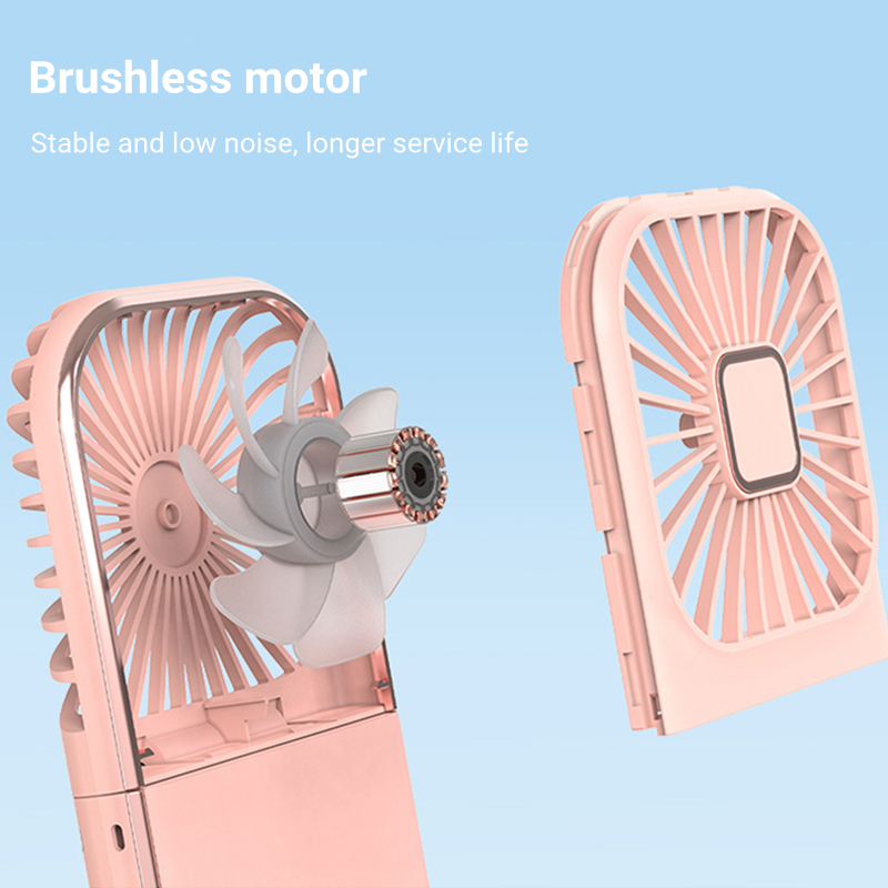 Mini ventilador de mano portátil para exteriores, ventilador de cuello colgante, carga USB, 3000mAh, alimentado por batería 180 ° Ventilador de refrigeración de aire de mesa inalámbrico plegable