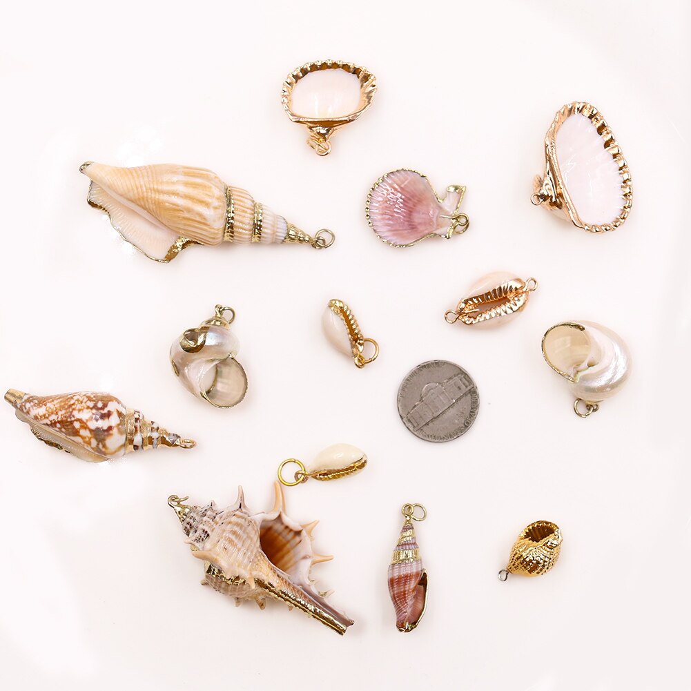 13Pcs Boho Schelp Ketting Schelpen Gouden Ketting Ketting Schelpen Hangers Voor Vrouwen Diy Sieraden Accessoires