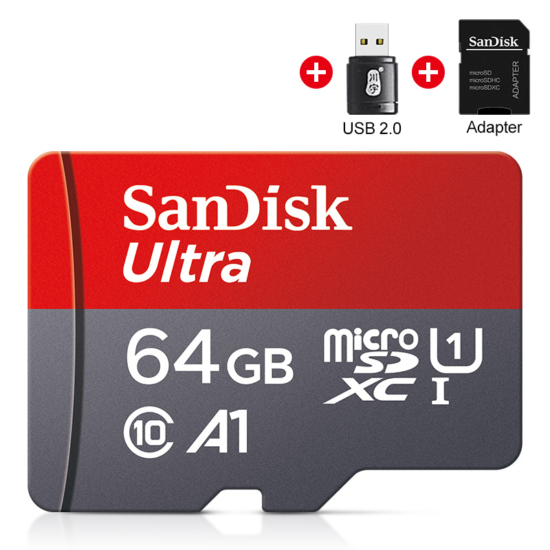 Carte mémoire Micro SD TF/SDCard 32 go 64 go 256 go 512 go 120 M/S Class10 UHS-1 Flash Ultra 128 go caméra/téléphone pour lecteur de carte/adaptateur: 64 GO