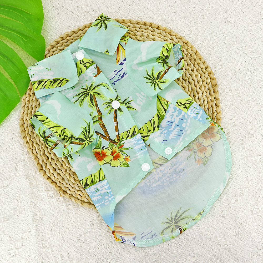 Ropa de verano para perro, camisa para cachorro y gato, Estilo Hawaiano, informal, para mascotas, perros pequeños y medianos, Chihuahua: Blue / M