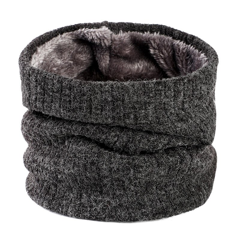 Foulard à rayures épaisses pour femmes et hommes, en velours, écharpe couleur unie, bonnet pour l'extérieur, protège cou, oreilles, bonnet d'hiver,: Dark Gray