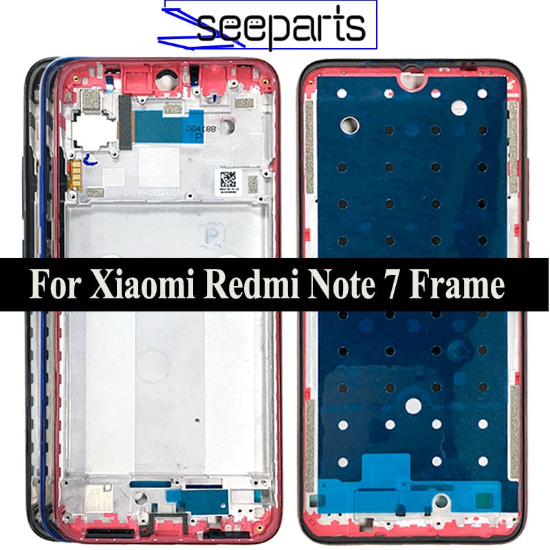 Zwart/Blauw/Rood Voor Xiaomi Redmi Note 7 Behuizing Midden Frame Bezel Midden Vervanging Onderdelen Voor Redmi Note 7 Pro Midden Frame