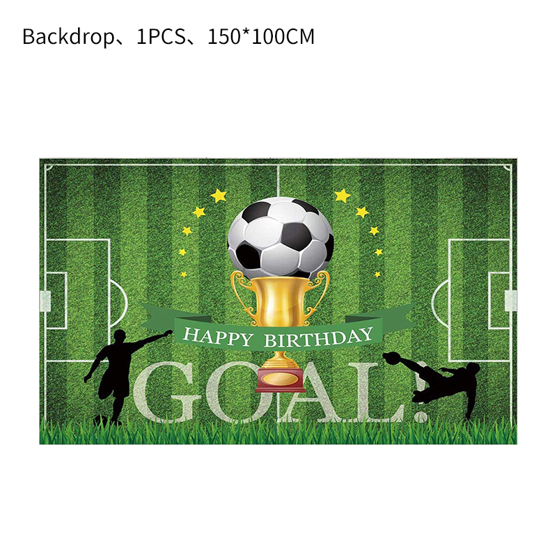 Decoraciones de de cumpleaños de fútbol para niños, globos de temática de fútbol, juego de vajilla para niños, platos de papel, servilletas, tazas, bandera