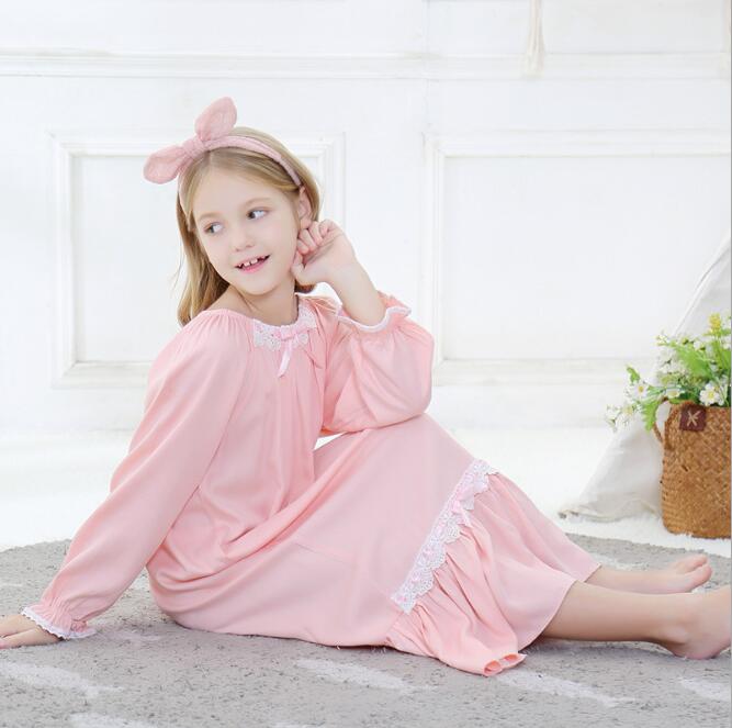Toddler pige lyserød natkjole prinsesse kjole børn pyjamas natkjoler til piger børn nat kjole pige blonder sove kjole
