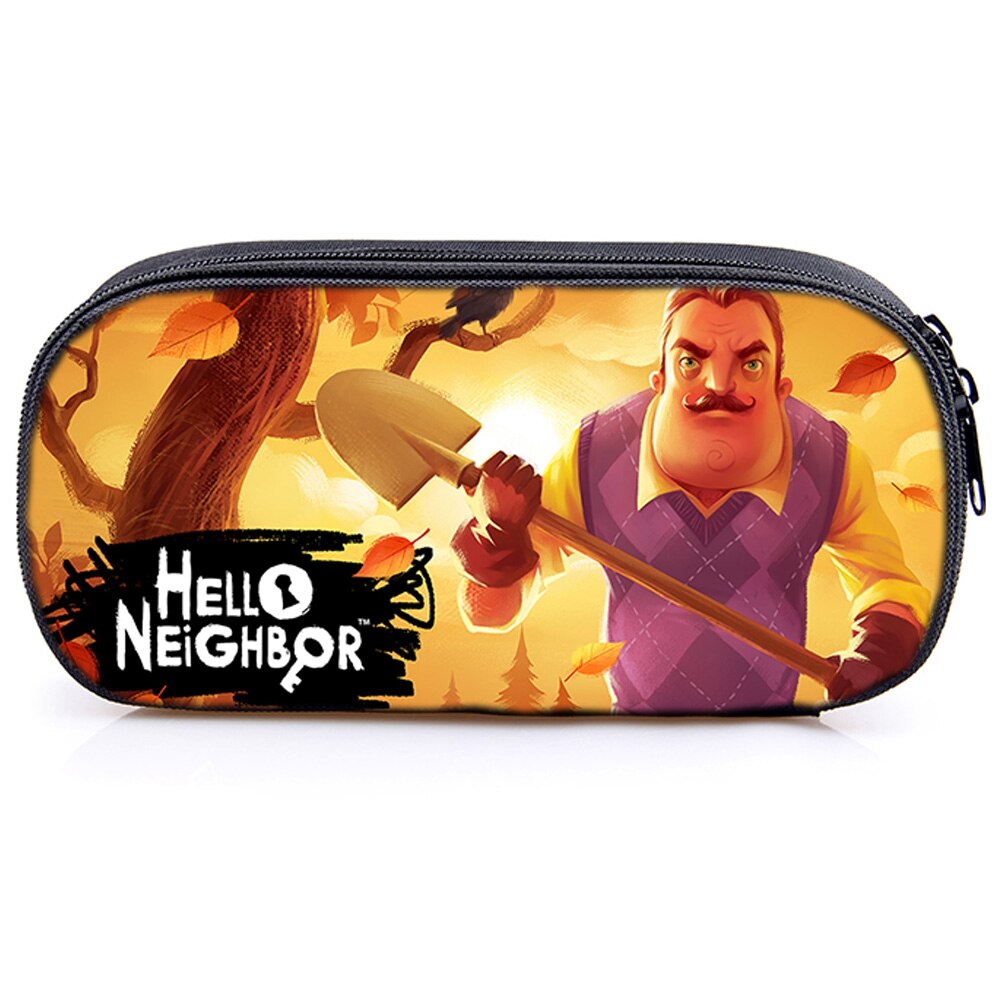 Cute Hello Neighbor Kids Pencil Case Cute Stationery Box Students Boys Girls Makeup Bags: 16