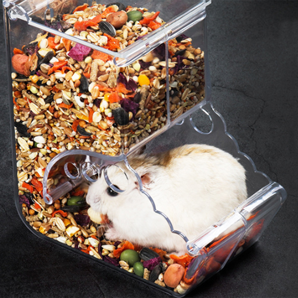 Creatieve Hamster Konijn Eten Dispenser Feeder Plastic Clear Automatische Pet Feeder Voor Hamster Cavia Voedsel Kom Container