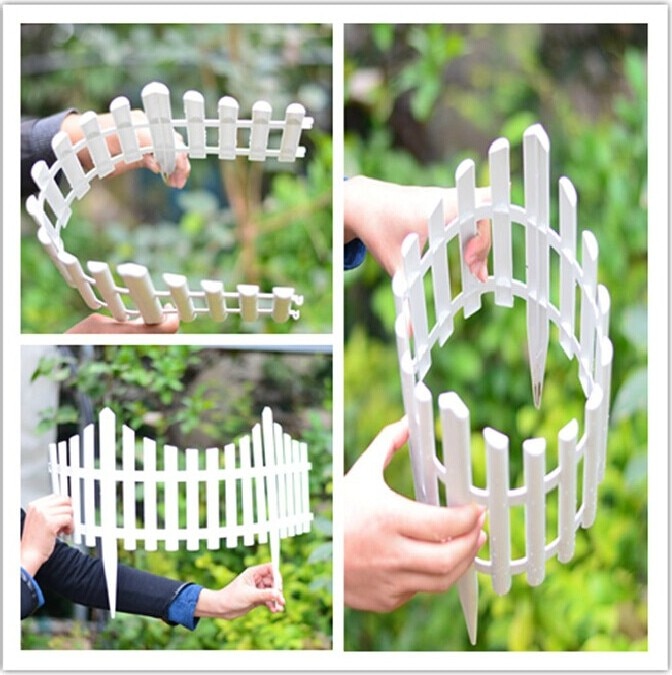 Valla de plástico para jardín, 5 uds., fácil de ensamblar, de estilo europeo blanco, vallas de plástico de tipo suelo para decoración de jardines y jardines