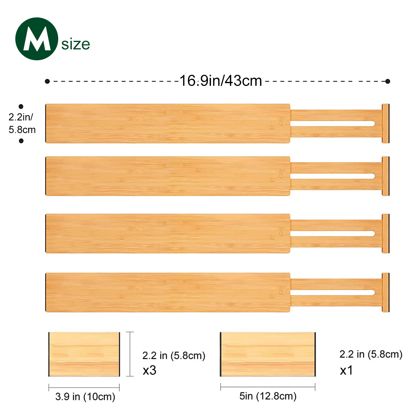 Bamboo Drawer Organizer Divider Adjustable Household Storage Cabinet Combination Multi-Use Underwear Bra Kitchen Separator 2022: M SIZE