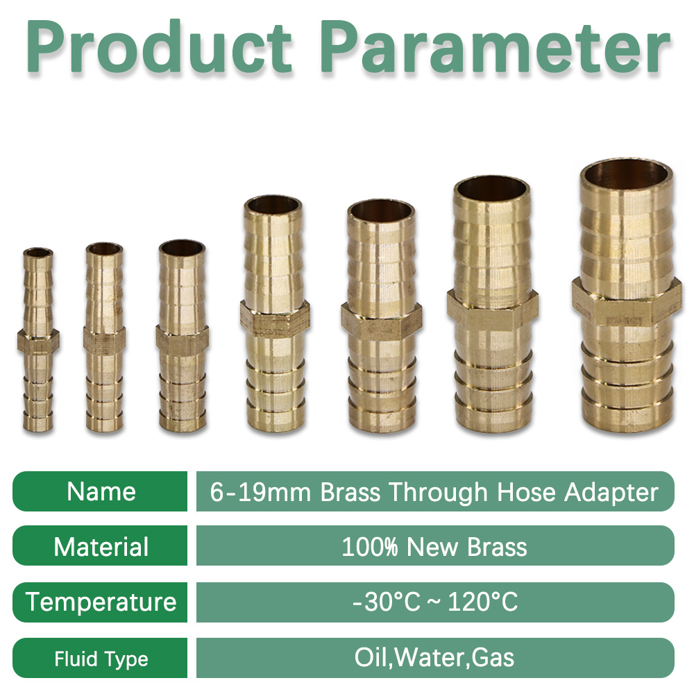 6-19mm Brass Hose Adapter Tube Fitting Barb Connect Repair Irrigation Pipe Coupling Joint Garden Watering Copper Accessories