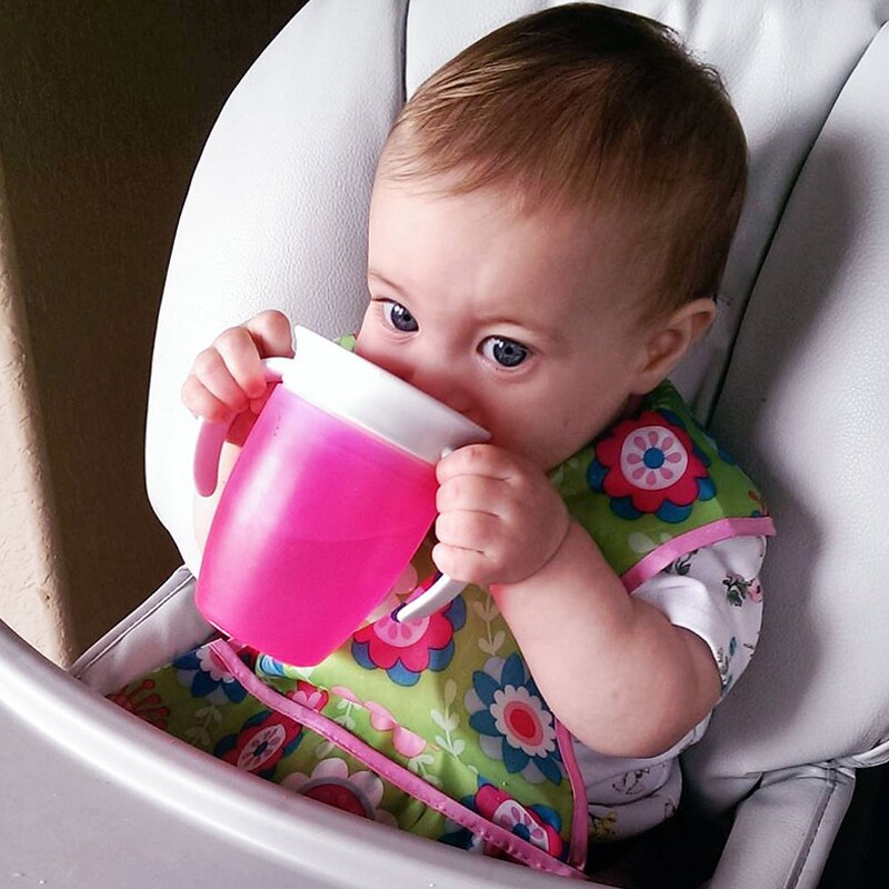 360 Degrees Rotated Baby Learning Drinking Cup with Double Handle Flip Lid Leak Proof Magic Cup Kids Water Feeding Cups Bottle