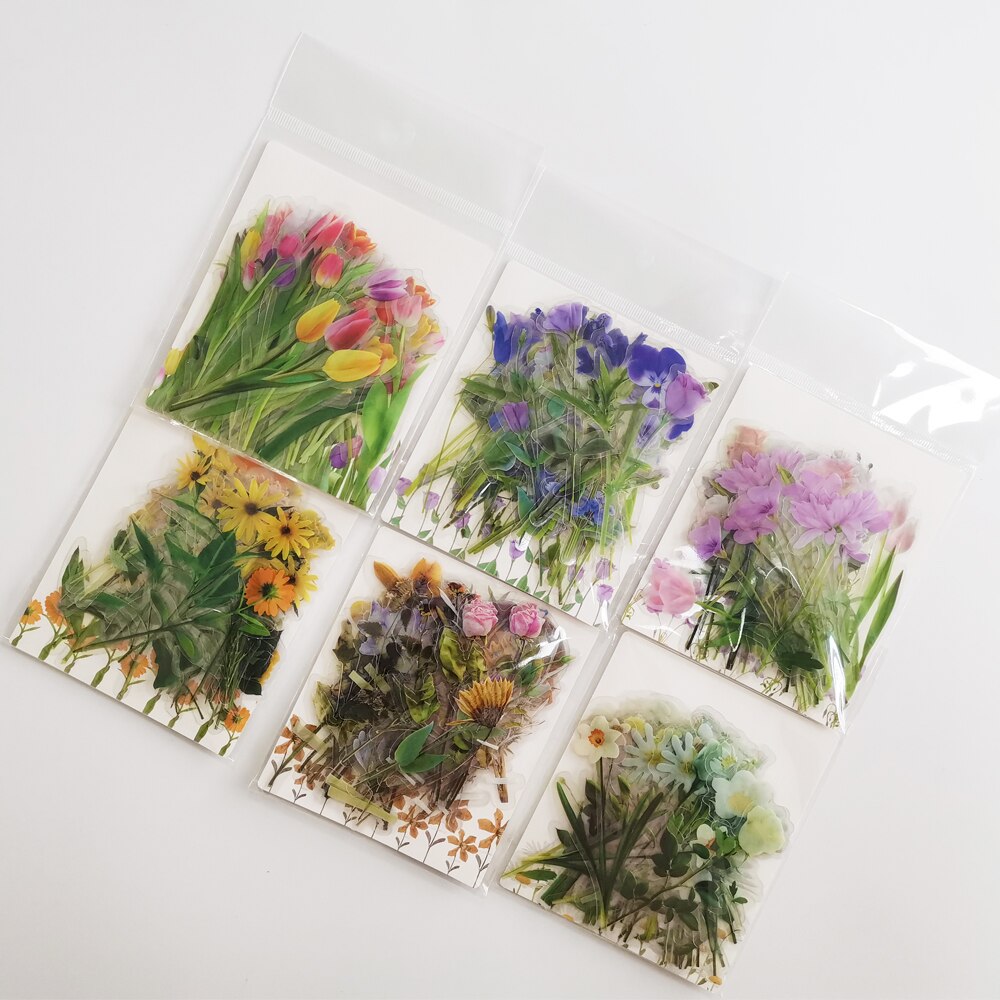 40pcs Designs Cute Flower Stickers PET Decorative Scrapbooking Stickers Sticker Plant Decoration Korean Stickers Stationery