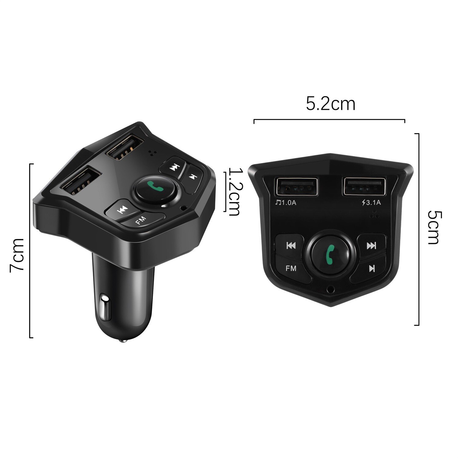 Bluetooth-compatible 5.0 FM Transmitter Car Player Kit Card Car Charger Quick 3.0 Dual USB Voltmeter Aux 12V 24V Car Transmitter