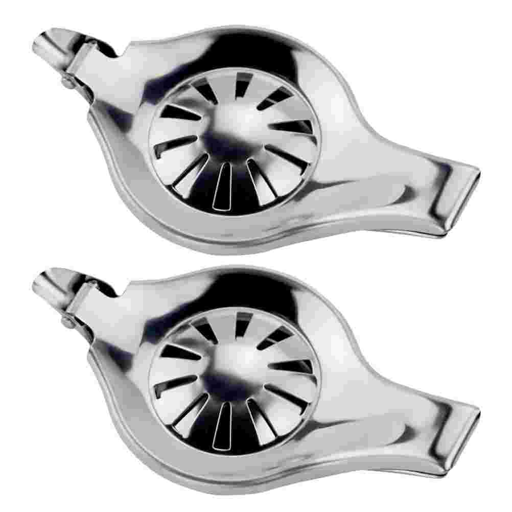 2Pcs Lemon Press Tool Stainless Steel Squeezer Fruit Crusher (Silver): Default Title