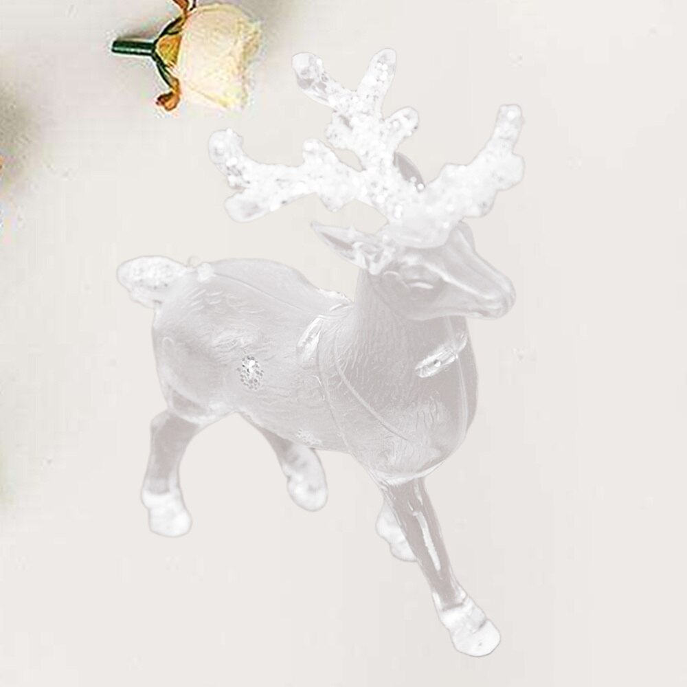 1Pc 14x12CM Transparent Acrylic Christmas Elk Ornament Reindeer Desktop Decoration for Home Store Showcase